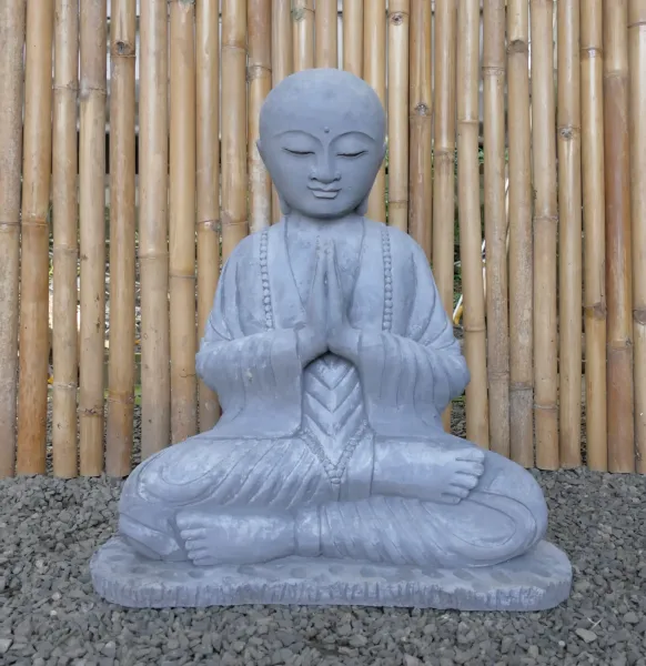 Lokesh - Sitzender Mönch ohne Haare, 60 cm H | Steinguss 